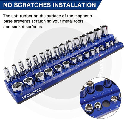 WORKPRO Magnetic Socket Organizer Set, 4-Piece Socket Holder Set Includes 1/4" - Image 4