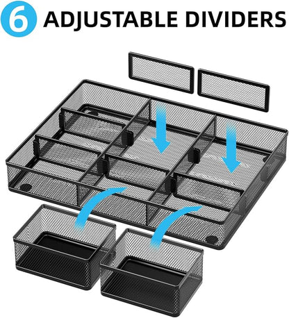 Marbrasse 3 Packs Desk Drawer Organizers, Metal Mesh Dividers Desk Drawer - Image 2