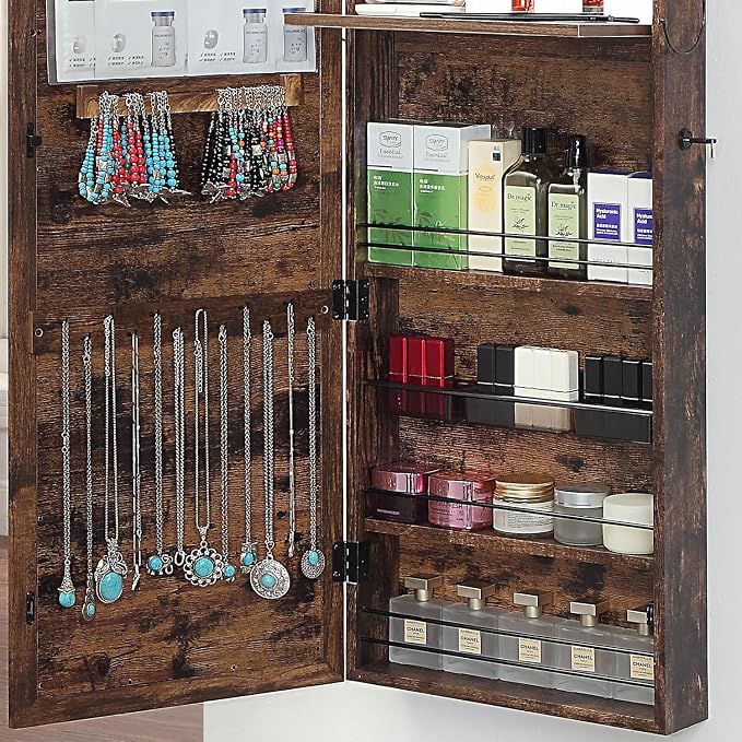GISSAR Jewelry Mirror Armoire Wall Mount Over The Door Mirror Jewelry Cabinet - Image 9