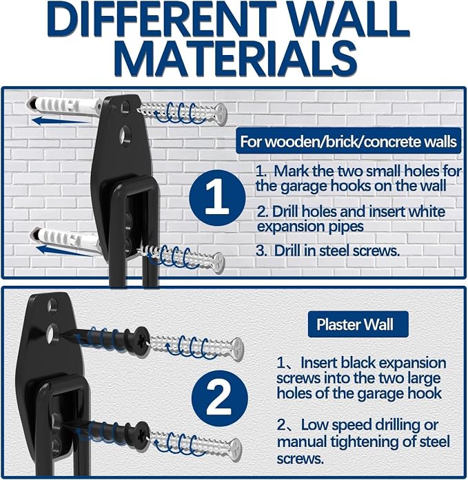 3-H Garage Wall Hooks 60 Pack, Heavy Duty Garage Hooks - Image 5