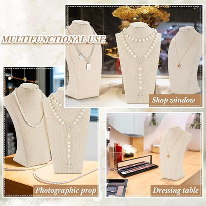Kigley 9 Pcs Linen Necklace Display Bust Jewelry Holder Necklace Retail - Image 5
