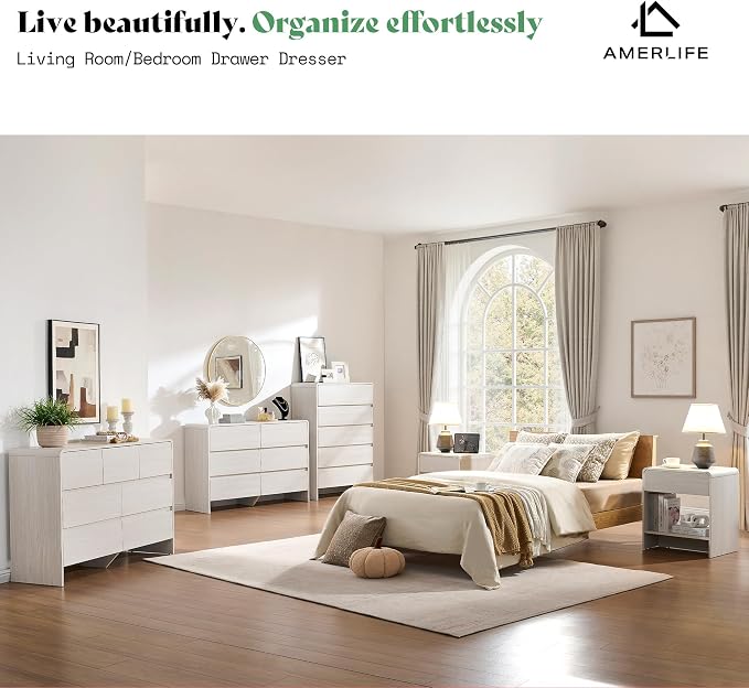 AMERLIFE 6 Drawer Dresser for Bedroom, Anti-Tip Kit, Wood Cabinet Organizer for - Image 9