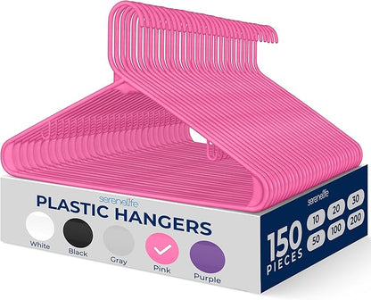 SereneLife 150 Pack Plastic Hangers, Space-Saving Closet Organizers, Durable by SereneLife