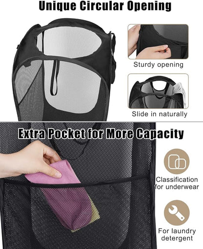 2 Pcs Strong Mesh Pop-up Laundry Hamper, Quality Pop Up Hampers - Image 5
