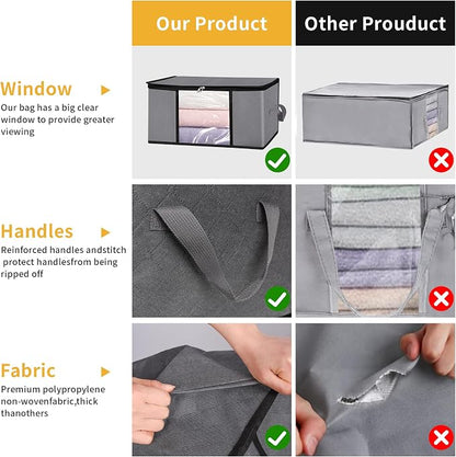 2 Pack Clothes Storage Bags, 90L Large Blanket Storage Bag Comforter Storage Bin - Image 4