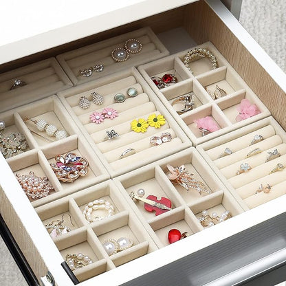 DesignSter Small Jewelry Tray-Ring Organizer 2PCS Premium Velvet Rings Earrings - Image 8