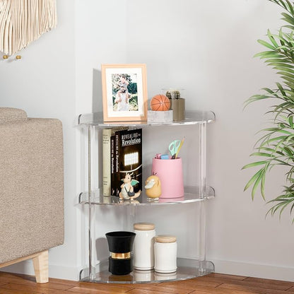 3 Tier Acrylic Corner Shelf Organizer Storage 9.5x9.5x15.7 Inch, Transparent - Image 2