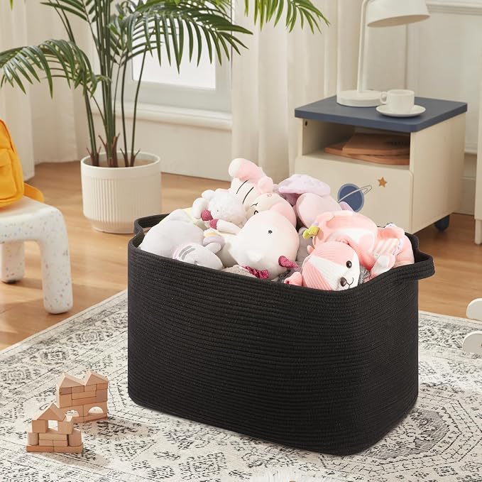 118L Extra Large Blanket Basket, 24.8" x 17.7" x 17.2" Woven Storage Basket - Image 4