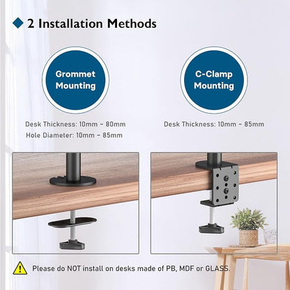 BONTEC Dual Monitor Desk Mount, Full Motion Adjustable Monitor Stand - Image 8