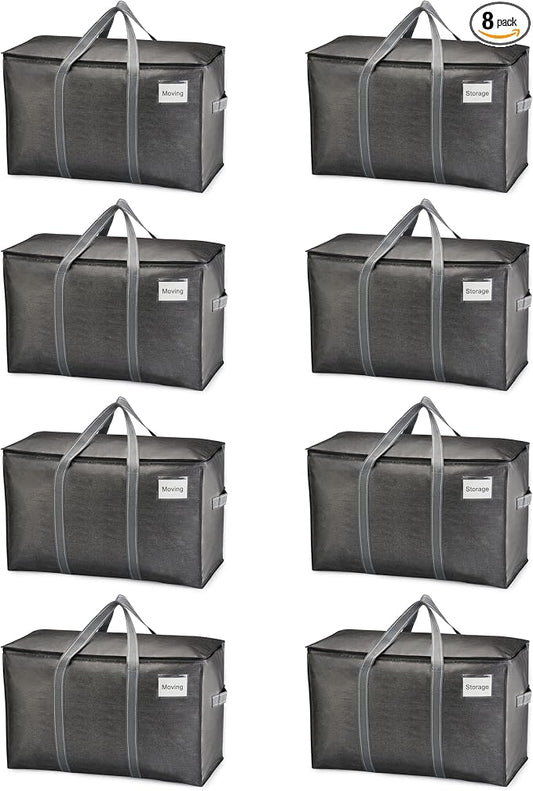 VENO 8 Pack Moving Bags and Large Christmas Storage Bins by Veno