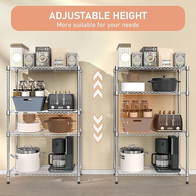 5-Shelf Storage Shelves, Wire Shelving Heavy Duty Metal Storage Shelving Unit - Image 7