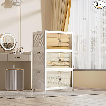 312 QT / 78 Gal Large Foldable Stackable Plastic Storage Cabinet by Unknown