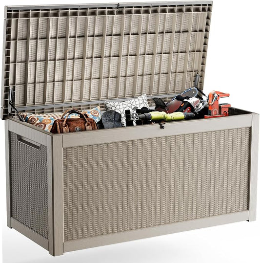 320 Gallon Outdoor Deck Box, Storage Lockable Waterproof Patio Furniture by MAIUSCOLI