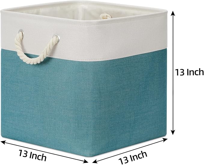 Bidtakay Fabric Baskets for Closets Shelves Lined Set of 3 Large Square - Image 4