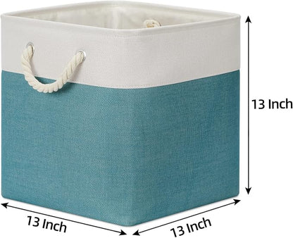 Bidtakay Fabric Baskets for Closets Shelves Lined Set of 3 Large Square - Image 4