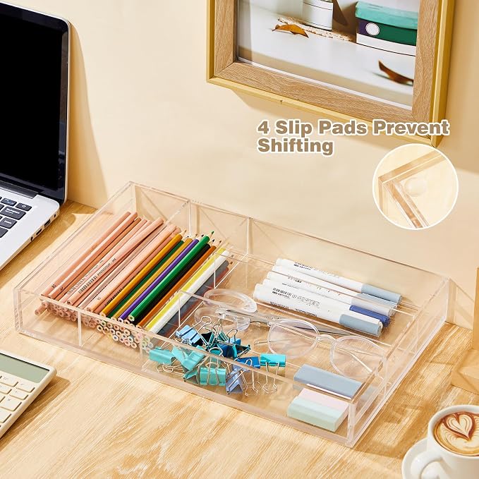 2 Pcs Acrylic Drawer Organizer 9'' up to 18'' x 15'' x 2'' Expandable Drawer - Image 5