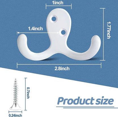 25 Pack Coat Hooks Wall Hooks for Hanging, Heavy Duty Double Prong Metal Hook - Image 6