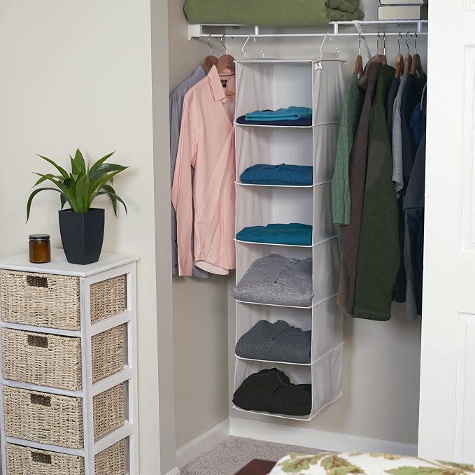 Household Essentials 311312 Hanging Closet Organizer | 6-Shelves | Natural - Image 2