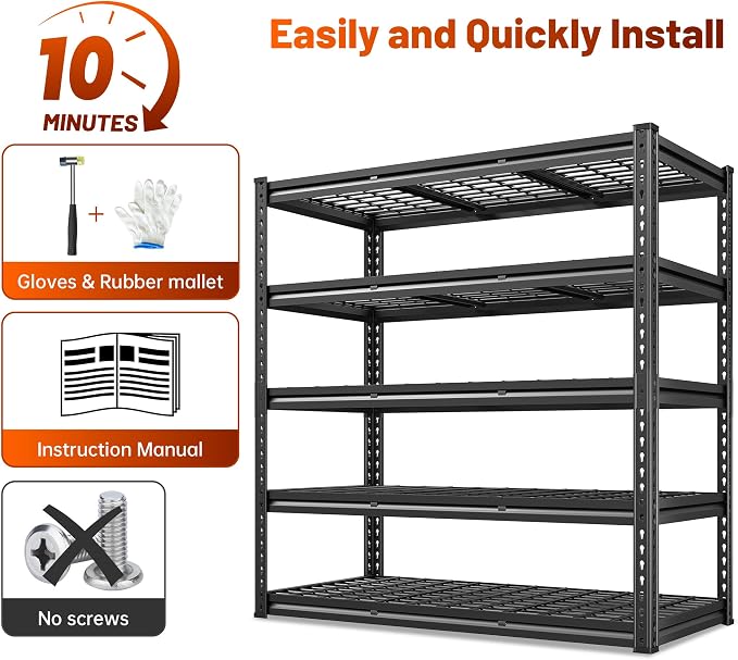 REIBII 48" W Garage Shelving 3000LBS Metal Shelving Heavy Duty Storage Shelves - Image 8