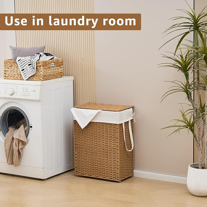 Slim Wicker Laundry Hamper - Image 5