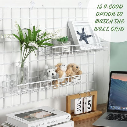 Blulu 4 Pcs 15.75 x 3.94 x 1.97 Inch Metal Grid Wall Baskets - Image 6
