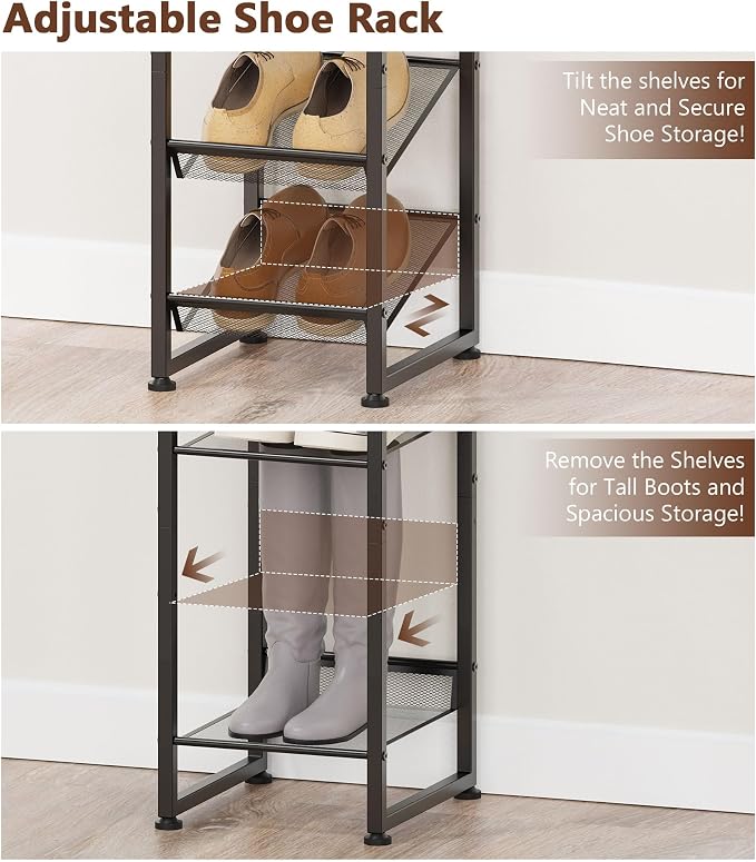 8 Tiers Vertical Shoe Rack, Corner Shoe Storage Organizer, Narrow Shoe Tower - Image 4