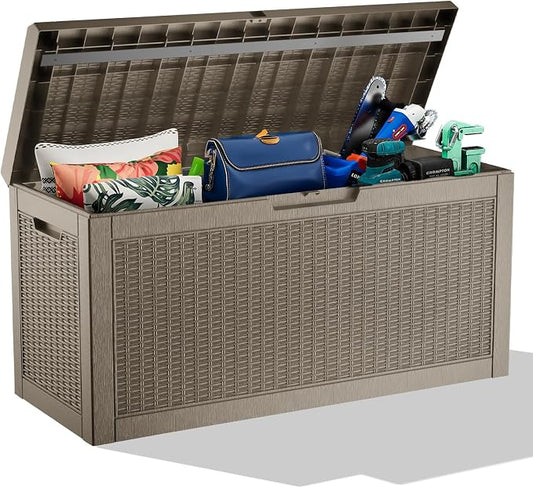 60 Gallon Resin Deck Box, Lockable Outdoor Storage Box by OutdoorLivingPerfected