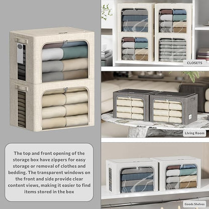 4 Pack Clothes Storage Bins - 22L Stackable Storage Box with Lid，Foldable - Image 2