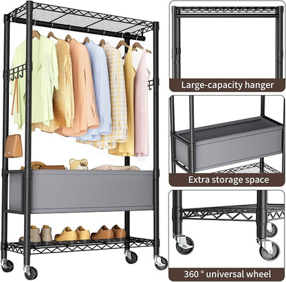 Clothes Rack, Heavy Duty Garment Rack 3 Tier Adjustable - Image 6
