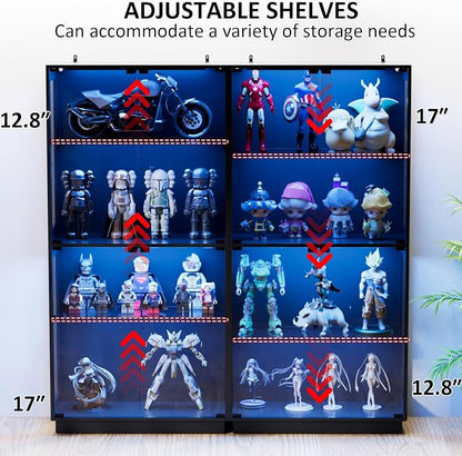 Display Cabinet with Glass Doors 4 Tier Glass Display Case with RGB LED Lights - Image 6