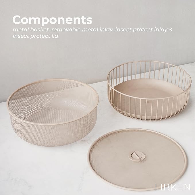 Metal Fruit Bowl with Mesh Lid and Basket - Image 4