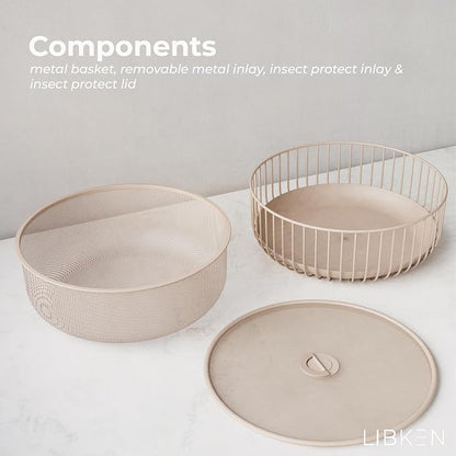 Metal Fruit Bowl with Mesh Lid and Basket - Image 4