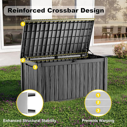 200 Gallon Waterproof Outdoor Storage Box, UV Resistant Resin Deck Box - Image 3