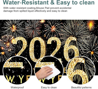 2026 Happy New Year Gaming Mouse Pad 31.5"x11.8"Desk Mat Anti-Slip Rubber Base - Image 4