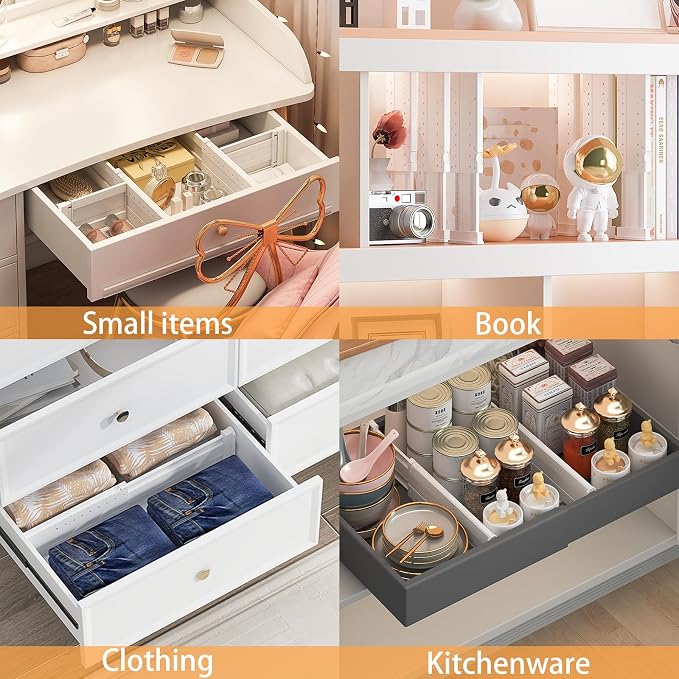 REBECAT 5 Pack Drawer Dividers for Clothes Adjustable Drawer Dividers 4" High - Image 5