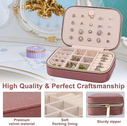 Dajasan Velvet Jewelry Box, Small Travel Jewelry Case, Portable Travel Jewelry - Image 4