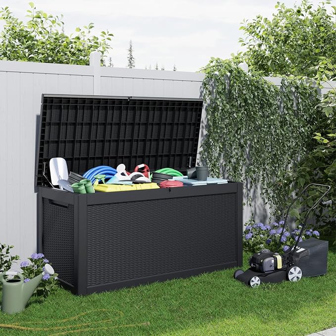 320 Gallon Outdoor Deck Box, Storage Lockable Waterproof Patio Furniture - Image 7