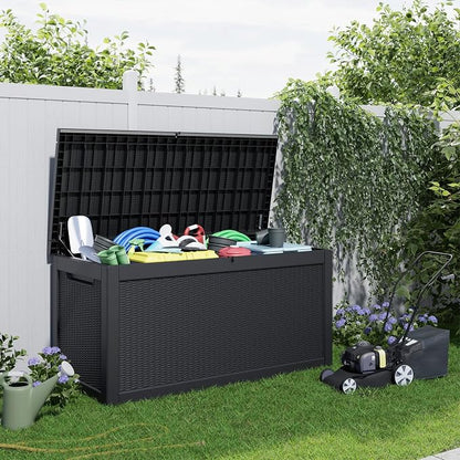320 Gallon Outdoor Deck Box, Storage Lockable Waterproof Patio Furniture - Image 7