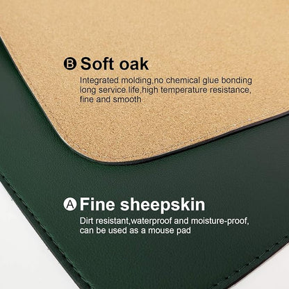 DAWNTREES Dual Sided Desk Mat, Leather Desk Pad, Cork Desk Mat Protector - Image 4