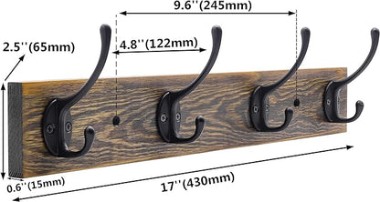 IBosins Wall Mounted Coat Rack, Entryway Hanging, Metal Wood Rack - Image 3