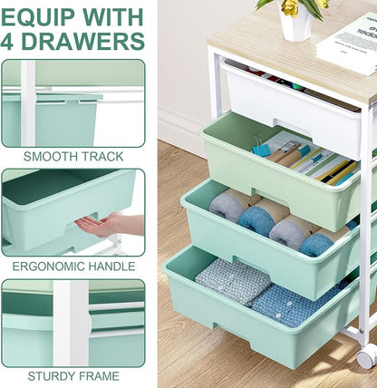 Utility Cart with 4 Drawers, Rolling Storage Cart with Drawers, Storage Rolling - Image 4