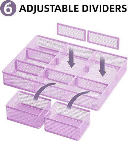 Marbrasse 3 Packs Desk Drawer Organizers, Metal Mesh Dividers - Image 2