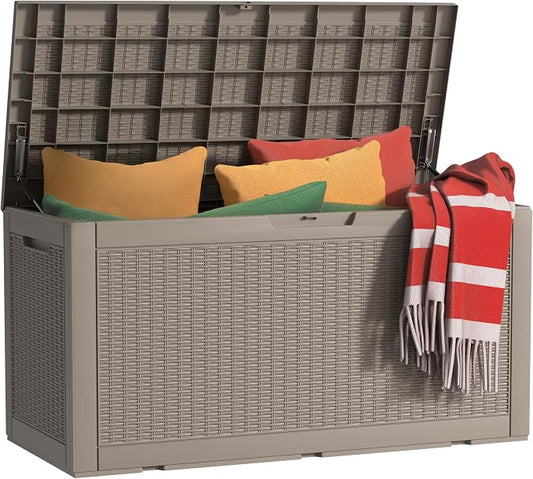 EasyUp 120 Gallon Outdoor Storage Box Waterproof, UV Resistant Resin Deck Box by EASYUP