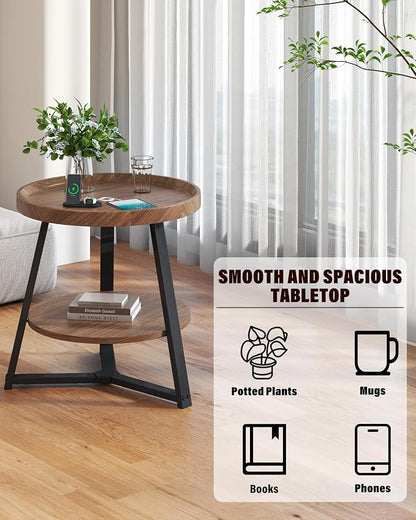 Small Round End Table, 2-Tier Side Table - Image 6