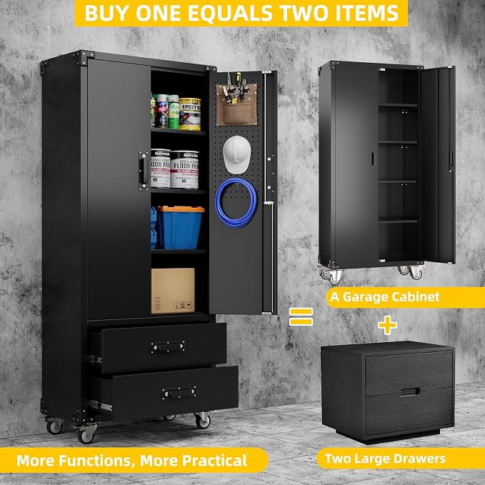 Aobabo 2 Large Drawer Metal Storage Cabinet - Image 4
