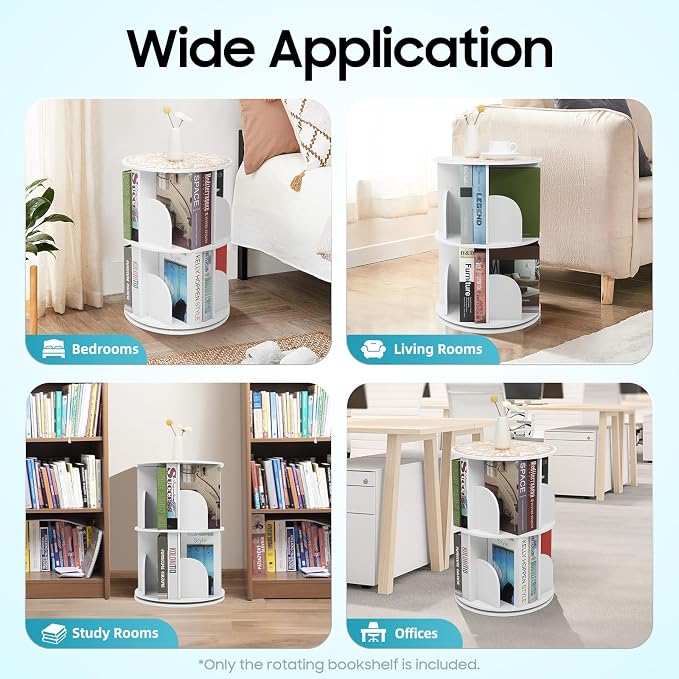 Rotating Bookshelf, 360° Spinning Bookcase - Image 3