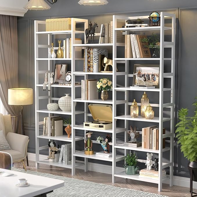 Homykic Bamboo Triple Wide Bookshelves and Bookcases, 6-Tier Shallow Open by Homykic