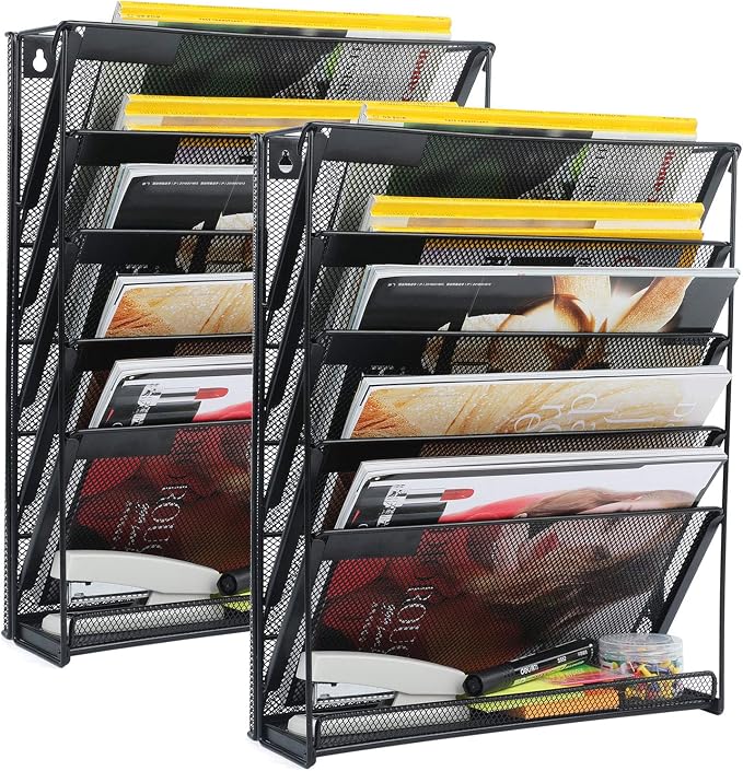 samstar 2 Pack Wall File Organizer, 6-Tier Wall Mount Paper Holder Vertical by Samstar