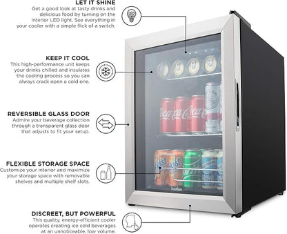 Ivation 62 Can Beverage Refrigerator, Freestanding Ultra Cool Mini Fridge - Image 5