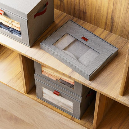 2-Pack Large Storage Bins with Lids, Stackable&Collapsible Closet Storage Bins - Image 5